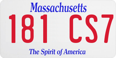 MA license plate 181CS7