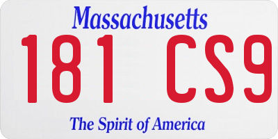MA license plate 181CS9