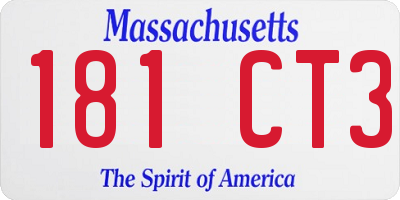 MA license plate 181CT3
