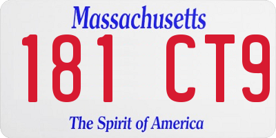 MA license plate 181CT9