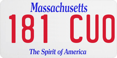 MA license plate 181CU0