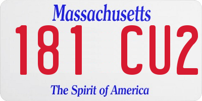 MA license plate 181CU2