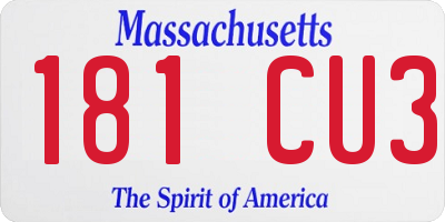 MA license plate 181CU3