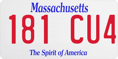MA license plate 181CU4