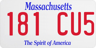 MA license plate 181CU5