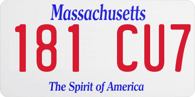 MA license plate 181CU7
