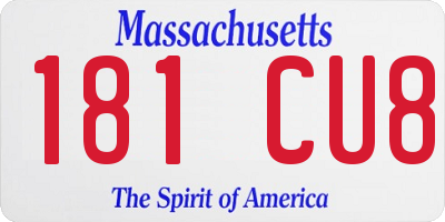 MA license plate 181CU8