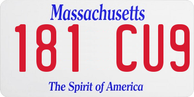 MA license plate 181CU9
