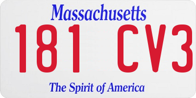 MA license plate 181CV3