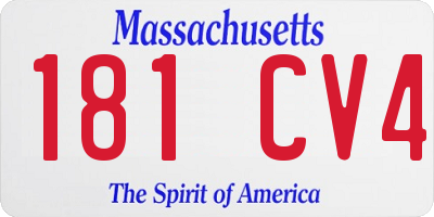 MA license plate 181CV4