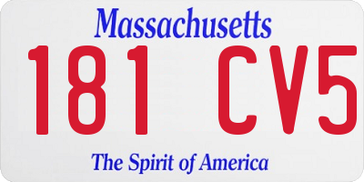 MA license plate 181CV5