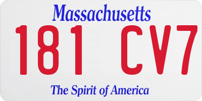MA license plate 181CV7