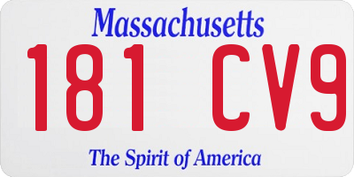 MA license plate 181CV9