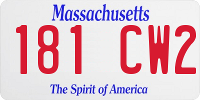 MA license plate 181CW2