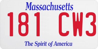 MA license plate 181CW3
