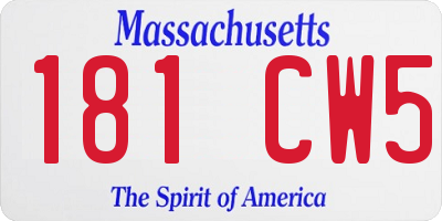MA license plate 181CW5