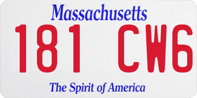 MA license plate 181CW6