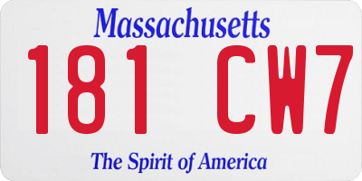 MA license plate 181CW7