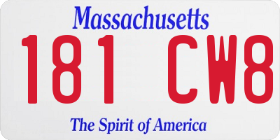 MA license plate 181CW8