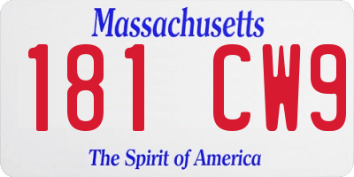 MA license plate 181CW9