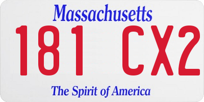 MA license plate 181CX2