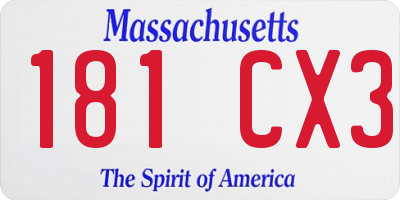 MA license plate 181CX3