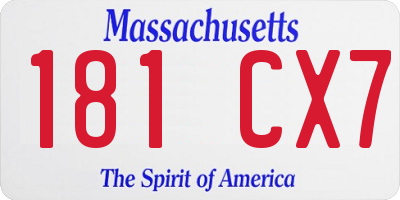 MA license plate 181CX7