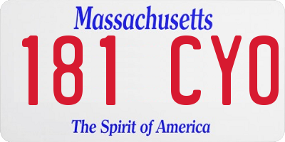 MA license plate 181CY0