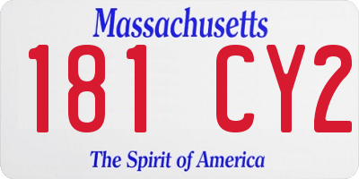 MA license plate 181CY2