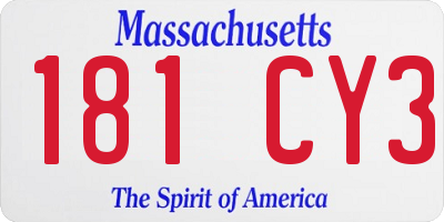 MA license plate 181CY3