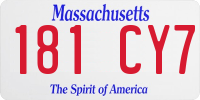 MA license plate 181CY7