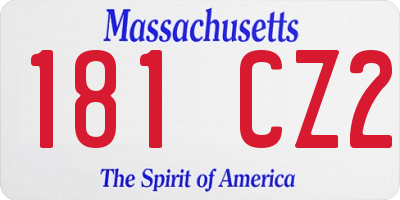 MA license plate 181CZ2