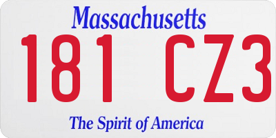 MA license plate 181CZ3