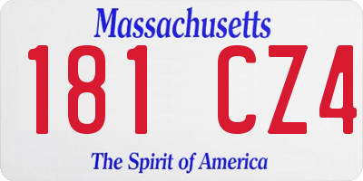 MA license plate 181CZ4