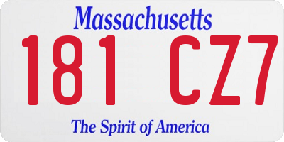 MA license plate 181CZ7