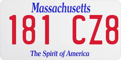 MA license plate 181CZ8