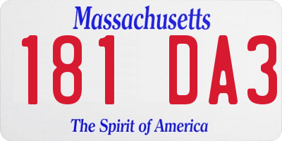 MA license plate 181DA3