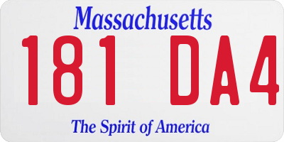 MA license plate 181DA4