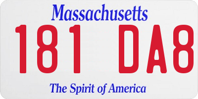 MA license plate 181DA8