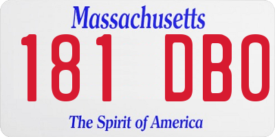 MA license plate 181DB0