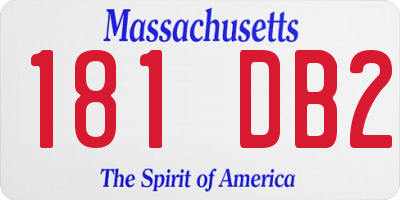 MA license plate 181DB2