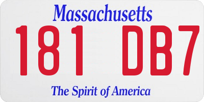 MA license plate 181DB7