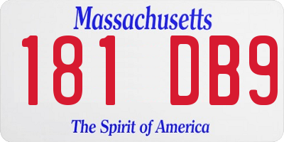 MA license plate 181DB9
