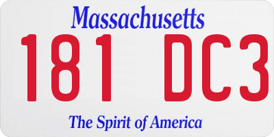 MA license plate 181DC3