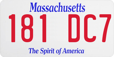 MA license plate 181DC7