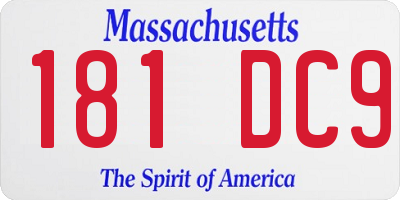 MA license plate 181DC9