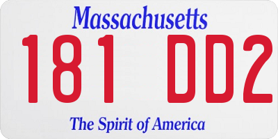 MA license plate 181DD2