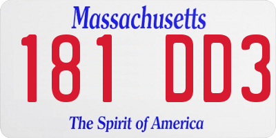 MA license plate 181DD3