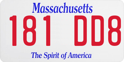 MA license plate 181DD8