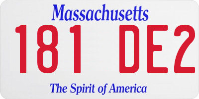 MA license plate 181DE2